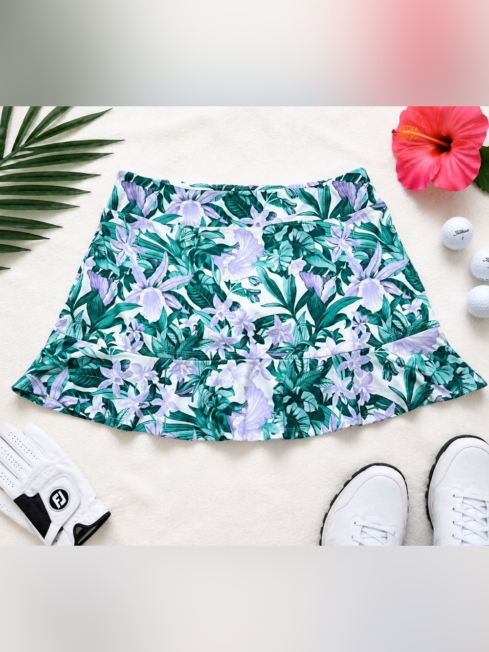 Tommy Bahama Golf Skort XL Ruffle Hem Tropical Tennis Pickleball Shorts Flora - Picture 2 of 9